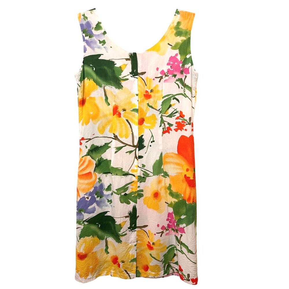 VTG JAMS WORLD "Flora Grande" Floral Sleeveless Sheath Dress Hawaiian Colorful M - Picture 2 of 5